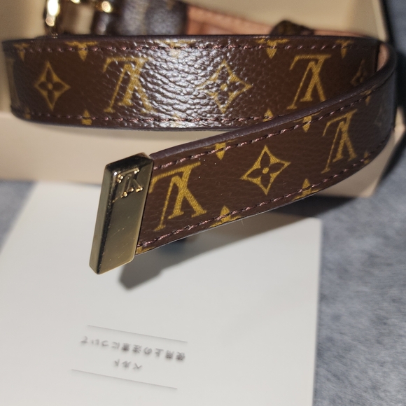Louis Vuitton Brown Monogram Leather Belt with Gold Hardware main image 4